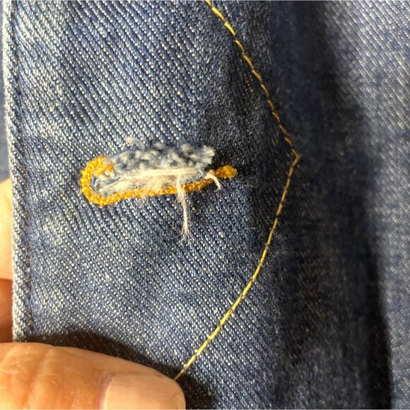 Vtg Lee Storm Rider Denim Sherpa Jacket Button Western Ranch Chore Coat USA Sz L - Picture 10 of 14